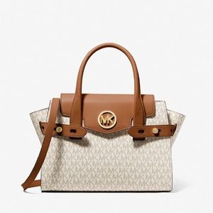 Michael Kors Signature Vanilla Satchel w/ Luggage Trim